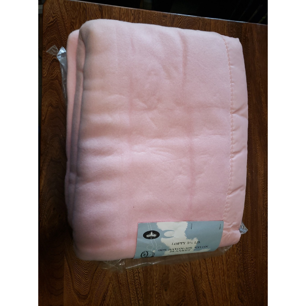 Blanket Frosty Pink Satin Trim NEW Harmony House 72x90 Full/Queen 8537 NIP NOS - Picture 3 of 6